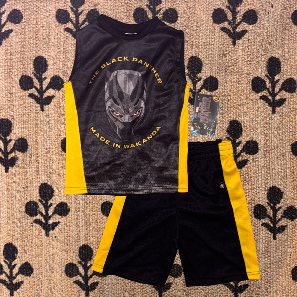 Marvel Black Panther 2 Piece Set Tank Top & Shorts NWT
